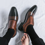 Patchwork Brogue Shoes Men's Dress Shoes Split Leather Oxfords Elegant Sapato Social Masculino Mart Lion   