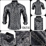 Luxury Silk Shirts Men's Black Floral Spring Autumn Embroidered Button Down Tops Regular Slim Fit Blouses Breathable MartLion   
