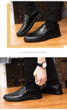 Men's Genuine Leather+Microfiber Leathe Shoes Soft Anti-slip Rubber Loafers Casual Office Work Mart Lion   