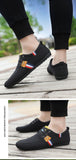 Men's Casual Shoes Brand Breathable British Sneakers Lace Up Soft Flats Driving White Black Peas Mart Lion   