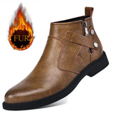White Formal Chelsea Mens Boots Round Toe Low Heel Ankle Boots Side Zipper Leather Cowboy Boots