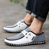 Men's Leather Shoes Casual Loafers Breathable Light Weight White Sneakers Driving Footwear Round Toe Mart Lion   