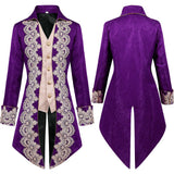 Men's Steampunk Gothic Victorian Jacket Vintage Purple Velvet Tailcoat Medieval Frock Coat Uniform Renaissance Homme MartLion Deep Purple L 