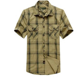 Short Shirt Casual Style Obesity Men's Summer Pure Cotton Plaid Loose Short Sleeve Shirts Man MartLion   