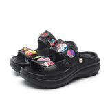 Sandals for Women Korean Wedge Platform High Heels Ladies Shoes Outdoor Beach Peep Toe Non-slip MartLion Black flip-flops 32 