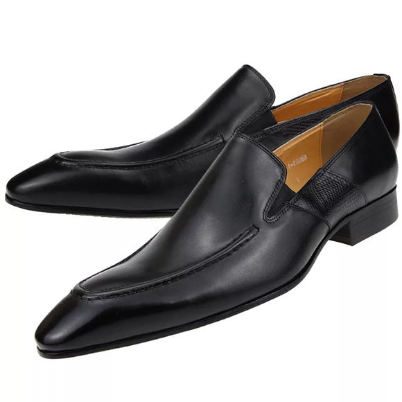 Purely Handmade Genuine Cow Leather Shoes Men's Sapato Social Formal Wedding Dress Shoes Loafers Pointed Toe Stylish MartLion   