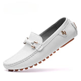 Men's Loafers Spring Autumn Shoes Men's Classic Leather Comfy Drive Boat Casual MartLion 15118-white 40 