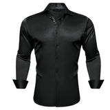 Luxury Silk Shirts Men's Black Floral Spring Autumn Embroidered Button Down Tops Regular Slim Fit Blouses Breathable MartLion 0538 S CHINA