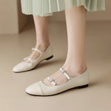 Spring Women Flats Shoes for Round Toe Chunky Heel Retro Low Heel Mary Janes Genuine Leather MartLion   