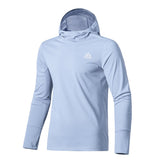 Men's Quick Drying Sport Long Sleeves with Hood Breathable Hooded Long Shirt Sun Protection Tees For Running Mart Lion Light Blue M 