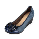 autumn shallow mouth drill mother shoes leather soft the elderly with a single casual women MartLion Royal Blue 37 