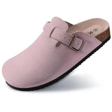 Classic Cork Clogs Slippers Women Men's Soft Suede Sandals With Arch Support Trendy Beach Slides Home Mules MartLion cow suede-Pink 46 