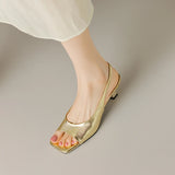 Summer Women Sandals Genuine Leather Shoes for Peep Toe Pointed Toe Low Heel MartLion   