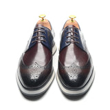 Autumn Winter Men's Casual Derby Dress Shoes Genuine Leather Mixed Colors Lace Up Wingtip Brogues Sneakers Oxfords MartLion   