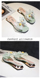 Ladies Slippers Bow Knot Summer String Bead Transparent Slippers Women Shoes Mules Mid Heels Slides Mart Lion   