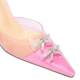 Luxury Pearls Crystal Bowknot Women Pumps Transparent PVC High heels Elegant Pointed toe Summer Party Shoes MartLion   