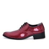 High Heel Leather Shoes Men Shoes Elevator Shoes Oxfords Pointed Toe Formal Luxury Wedding Party MartLion Wine Red Shoes 43 
