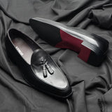 Leather Wedding Dress Shoes Elegant Tassel Loafers for Men MartLion   