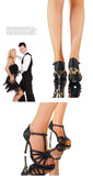 Black Latin Dance Shoes Golden High Heel Sandals for Women Indoor 7.5/8.5 Soft Bottom Practice Performing Party Summer Jazz MartLion   