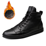 Winter Waterproof Men's Boots Plush Super Warm Snow Sneakers Ankle Genuine Leather Outdoor Shoes Mart Lion Black Plush 02 6.5 
