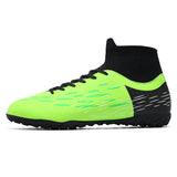 Soccer Shoes Men's For Training Elastic Spikes Cleats Non Slip Wear Resistant Lightweight Ankle Protect Football MartLion Green02 45 CHINA
