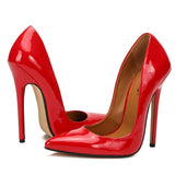 High Heels Shoes Women Pumps Large White Stiletto Heel Patent Leather Office Wedding Shoes Hey
