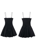 Women's Thin Straps Poplin Puff Short Women's Clothing Vacation Outfits Female Dresses MartLion   