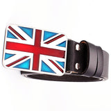 British Flag Pattern Belts Genuine Leather Metal Buckle Union Jack Jeans Waistband Trousers MartLion Black 125cm CHINA