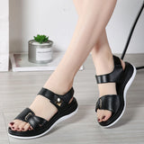 Summer Leather Open Toe Women Sandals Trendy Buckle Flat Sole Woman Shoes Outdoor Casual Ladies Beach MartLion   