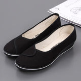 Canvas nurse shoes Solid Women Platform Casual Flat Bottom MartLion black 5 34 insole 22.0cm 