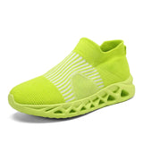 Blue Running Shoes for Men Women Summer Breathable Socks Shoes MartLion Green 37 