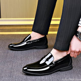 High-class Men's Casual Shoes Genuine Leather Spring Gentleman Patent Dress Shoes Hot Cool Black Slip-on Loafers Mart Lion   