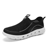 Sneakers Men's Shoes Breathable Mesh Lightweight Walking Casual Slip-On Driving Men's Loafers Summer MartLion black 39(24.5CM) 