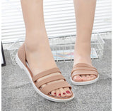 Summer Peep Toe Stappy Women Sandals Shoes Candy Color  Beach Valentine Rainbow Clogs Jelly Flats Mart Lion   