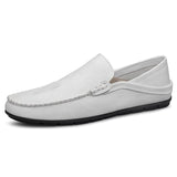 Crocodile Print Men's Moccasins Slip Loafers Flats Casual Footwear Genuine Leather Shoes Mart Lion White 38 