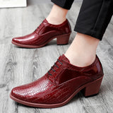 Men's Spring White Wedding High Heels Red Office Dress Oxfords Leather Formal Shoes Luxury Pointed Footwear MartLion   