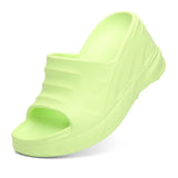 Women's Slippers Summer Thick Bottom Ladies Flip Flop Sandals Wedge Heel Open Toe Mules Shoes High 8cm MartLion Green 34 