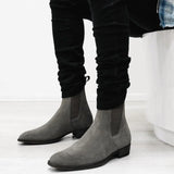 Gray Chelsea Boots Men's  Flock Cowboy Handmade MartLion   