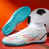 Soccer Shoes Cleats Futbol Anti-Slip Football Boots Futsal Training Sneakers Chuteira Campo Society MartLion ZS5993-TF-white EUR Size 35 