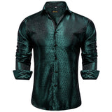 Gold Paisley Silk Shirts Men's Long Sleeve Luxury Tuxedo Wedding Party Clothing MartLion