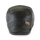 Retro Men's Leather Beret Hat Flat Cap Autumn Winter Warm   Adjustable men's British Style Beret Caps MartLion   