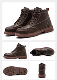 High top work boots leather work shoes waterproof safety anti puncture construction men's indestructible work MartLion   