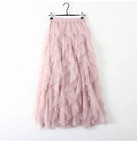 Skirt Women Cute Pink Waist Pleated Skirt Mesh Female Lady MartLion   