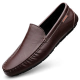 Genuine Leather Men's Casual Shoes Luxury Loafers Moccasins Breathable Slip on Driving Homme MartLion Brown 37 