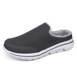 Winter Men's Cotton Casual Shoes Warm Home Slippers Half Loafers Snow with Fur Slip-on Light Flat MartLion Dark Grey 38 