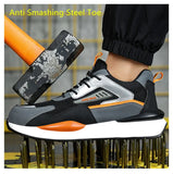 Work shoes with steel toe anti puncture working with protection anti-slip safety sneakers light weight MartLion   