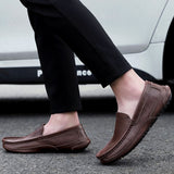 Genuine Leather Men's Loafers Cow Leather Shoes Slip on Lazy Walking Sneakers Outdoor Casual Flats Mart Lion   