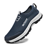 Men's casual shoes mesh breathable sports shoes outdoor beach anti-skid flat bottomed casual hiking MartLion Blue 39 