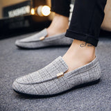 Men's Slip-On Canvas Shoes Loafers Breathable Sneakers Casual Soft Non-slip Driving Flats Black Mart Lion   