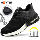 Grey Air Cushion Safety Shoes Men's Steel Toe Work Sneakers Protective Boots Breathable Lightweight MartLion   